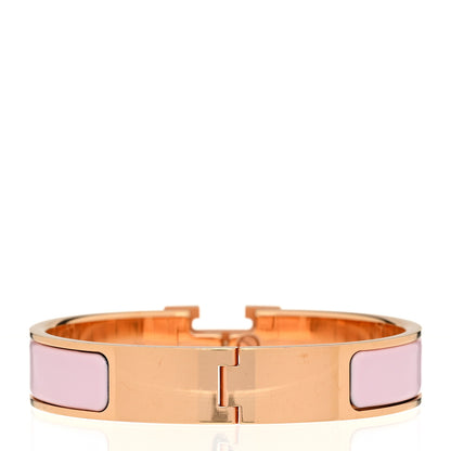 Hermes Enamel Narrow Clic Clac H Bracelet PM Rose Candeur 3 of 5