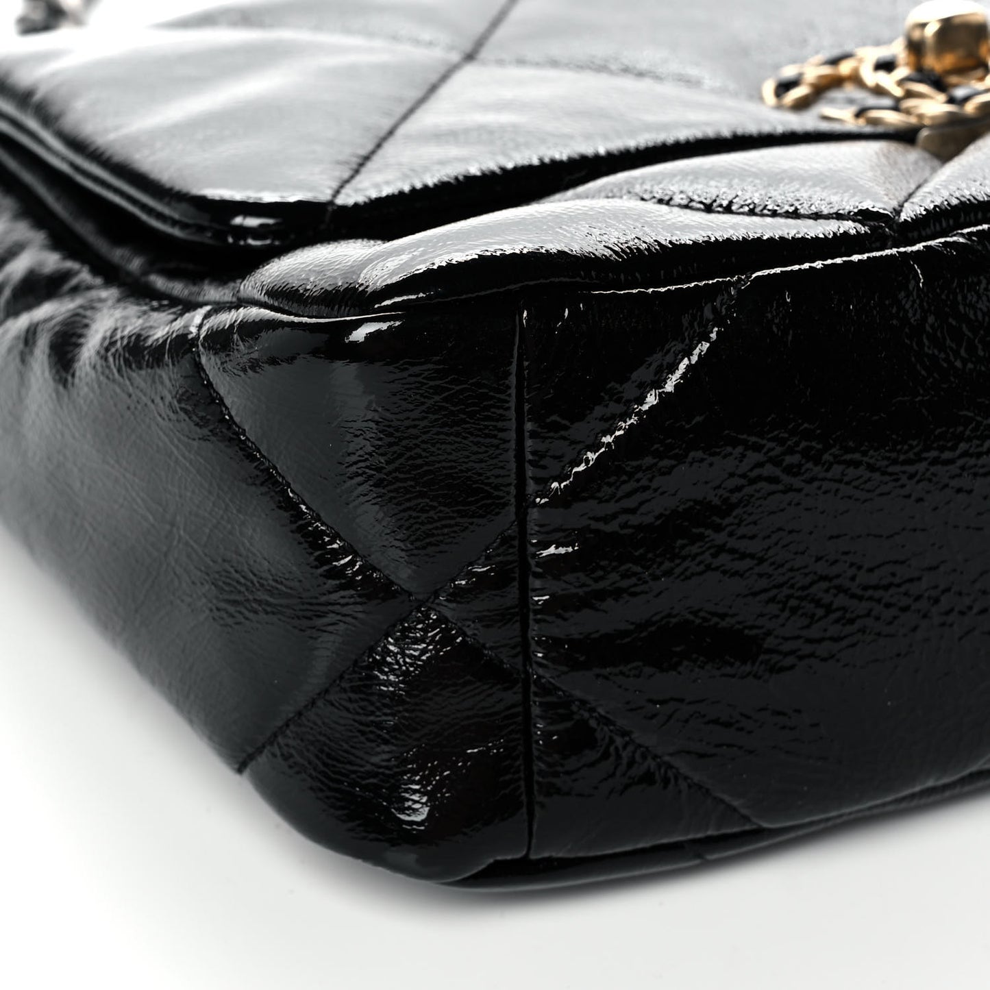 Shiny Crumpled Calfskin Quilted Medium Chanel 19 Flap Black