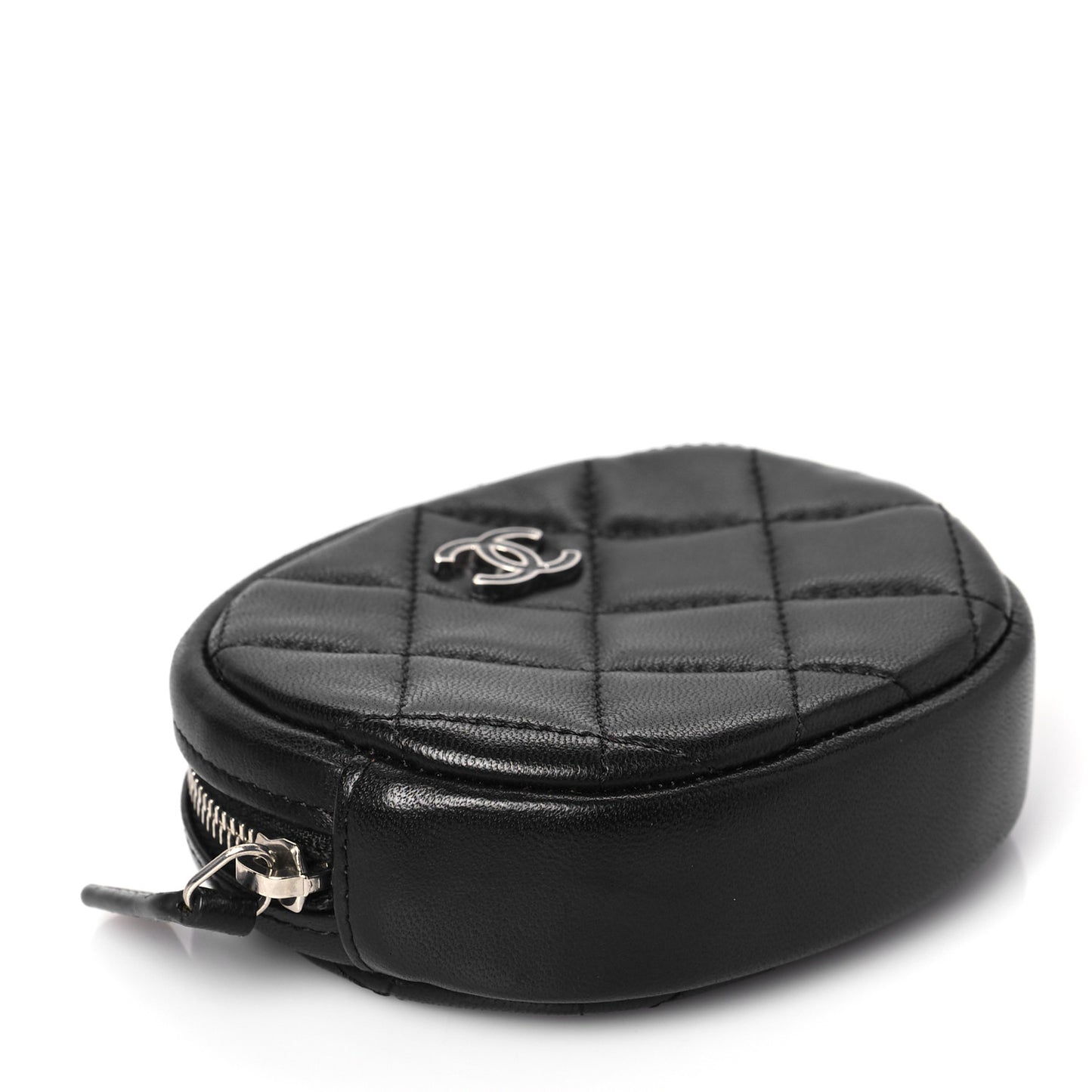 Lambskin Quilted Zip Around Classic Coin Purse Black
