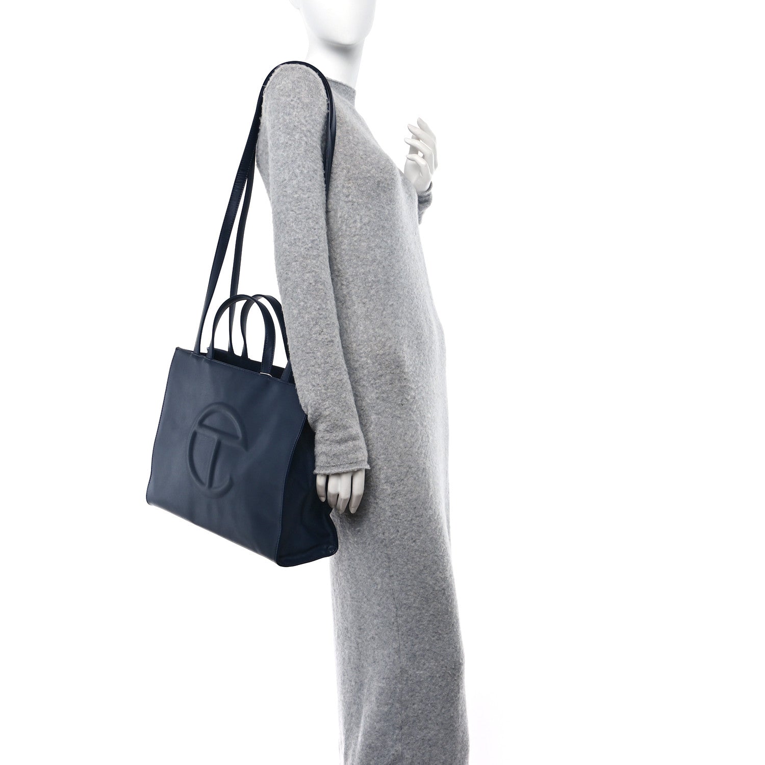 Telfar Vegan Leather Medium Shopping Bag Navy 2 of 10