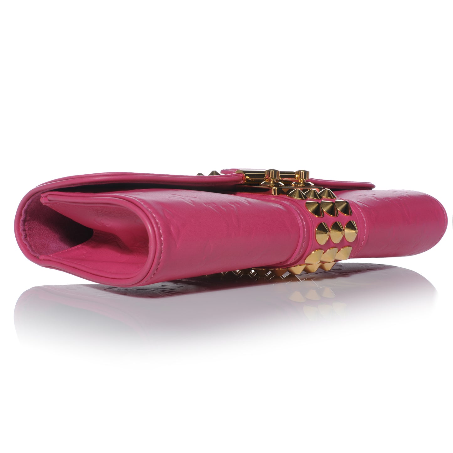 Calfskin Embossed Courtney Pochette Clutch Fuchsia