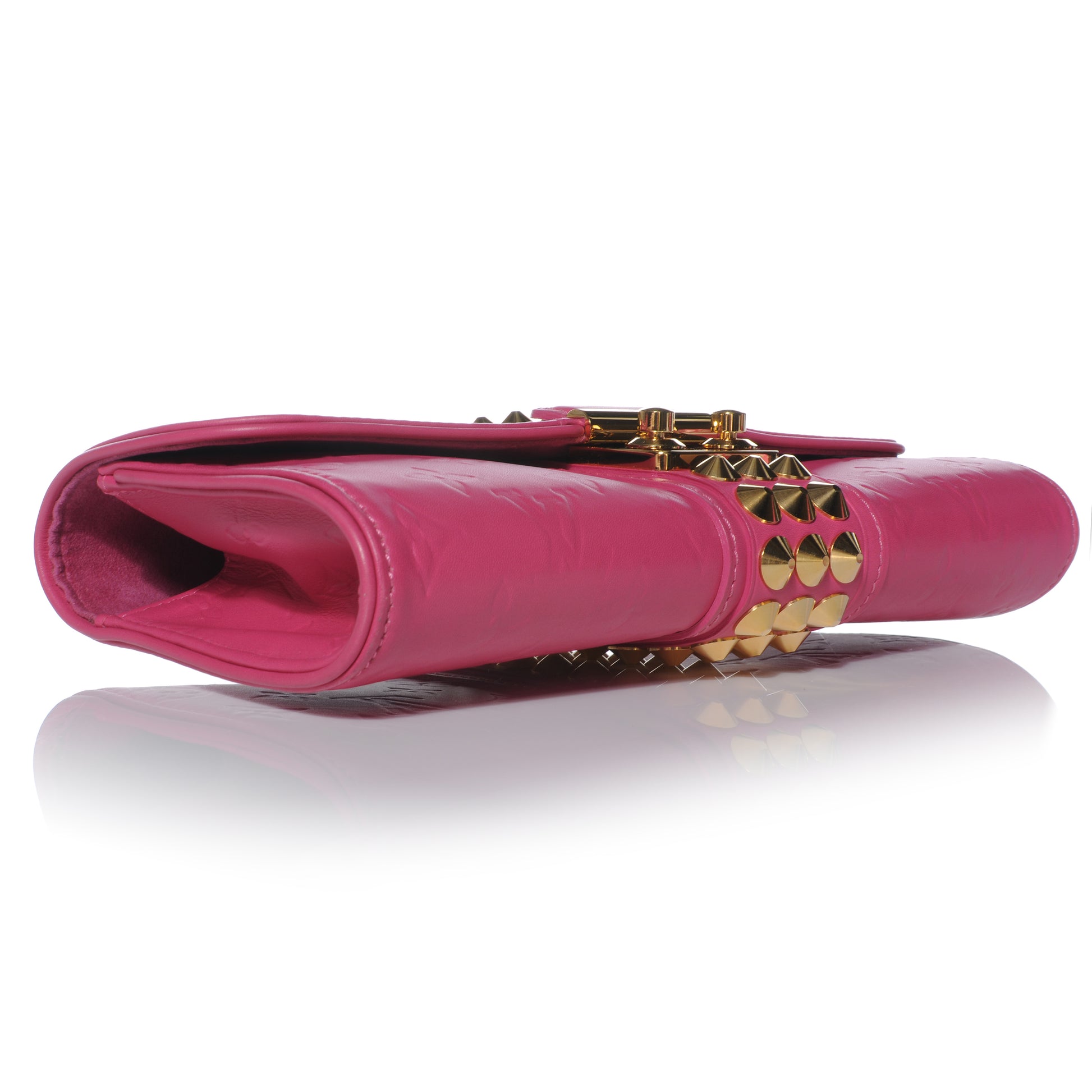 Louis Vuitton Calfskin Embossed Courtney Pochette Clutch Fuchsia 4 of 7