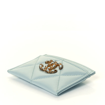 Chanel Lambskin Quilted Chanel 19 Card Holder Light Blue 4 of 9