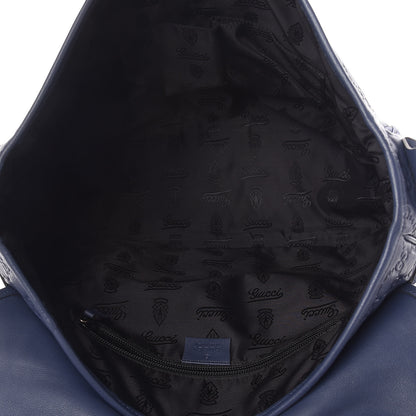 Gucci Guccissima Medium Flap Messenger Bag Blue 5 of 13