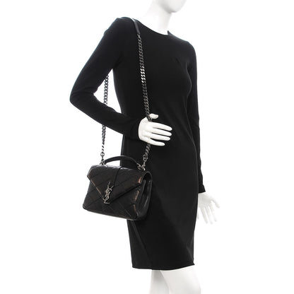Saint Laurent Calfskin Matelasse Diamond Quilted Monogram Medium College Bag Black 2 of 8