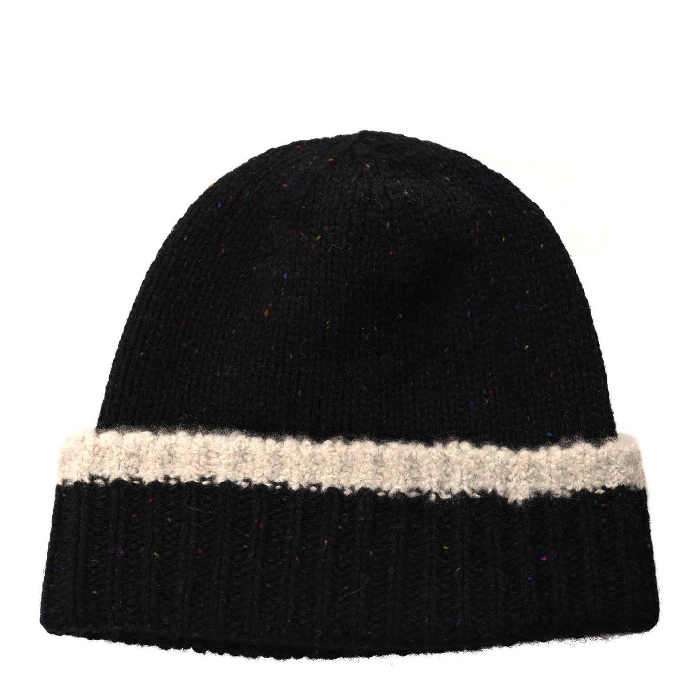 Cashmere Silk CC Beanie Hat Black Ecru