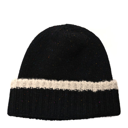 Chanel Cashmere Silk CC Beanie Hat Black Ecru 3 of 5