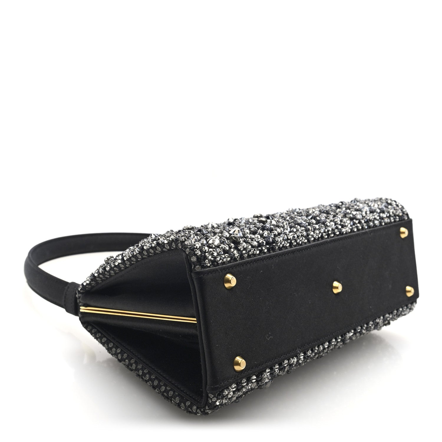 Christian Dior Satin Sequin Frame Bag Black 5 of 10