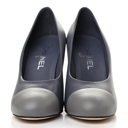 Chanel Lambskin Cap Toe CC Pumps 38 Dark Grey 2 of 8