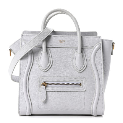 Celine Drummed Calfskin Nano Luggage Pearl Blue 1 of 10