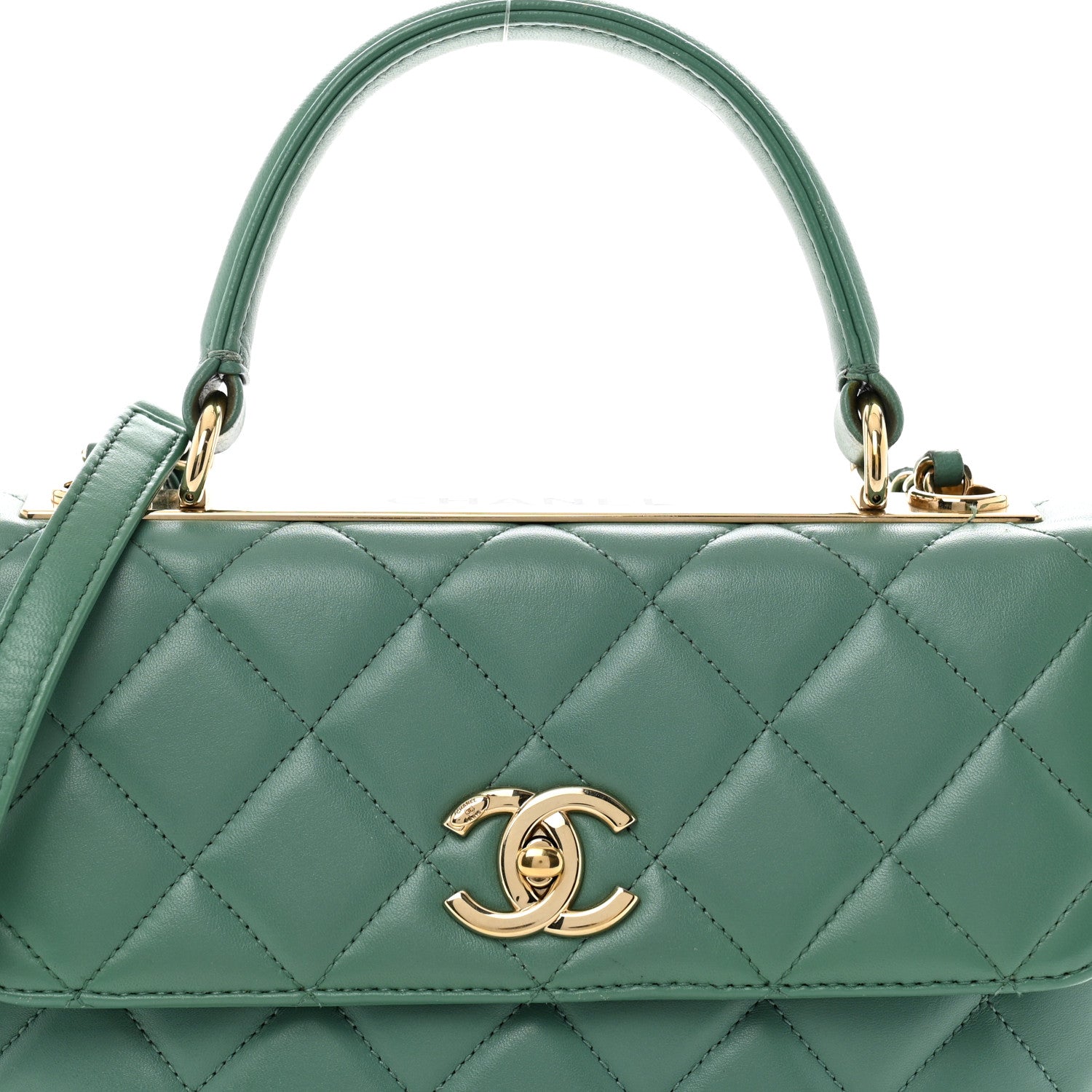 Chanel Lambskin Quilted Small Trendy CC Flap Dual Handle Bag Green 9 of 16