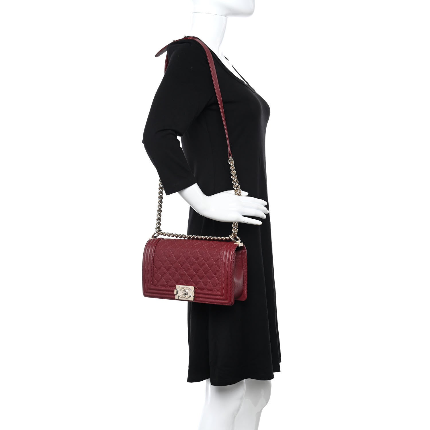 Chanel Caviar Quilted Medium Boy Flap Burgundy 2 of 10