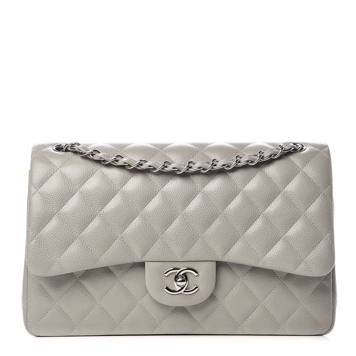 Chanel Caviar Quilted Jumbo Double Flap Grey 1 of 9