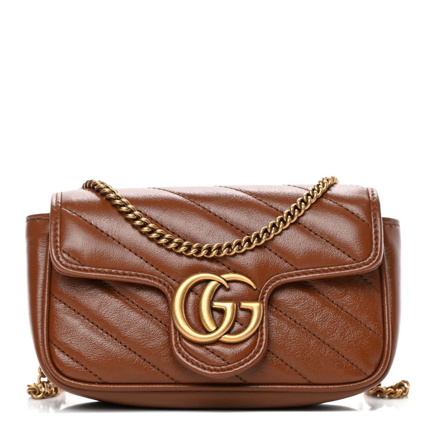 Azalea Calfskin Matelasse Diagonal Super Mini GG Marmont Shoulder Bag Cuir
