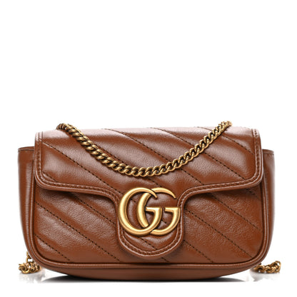 Gucci Azalea Calfskin Matelasse Diagonal Super Mini GG Marmont Shoulder Bag Cuir 1 of 4