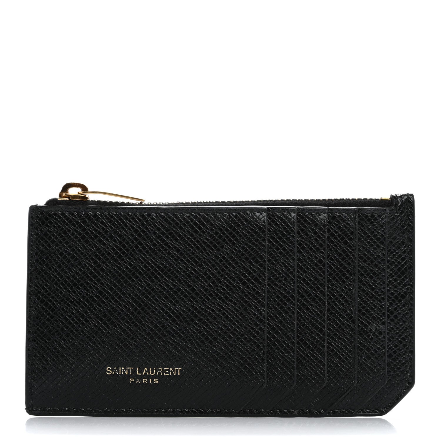 Saint Laurent Calfskin 5 Fragments Zip Pouch Card Holder Black 1 of 13
