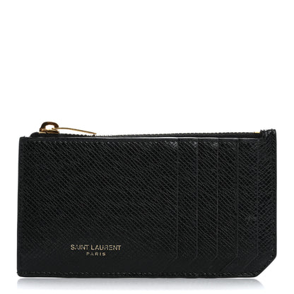 Saint Laurent Calfskin 5 Fragments Zip Pouch Card Holder Black 1 of 13