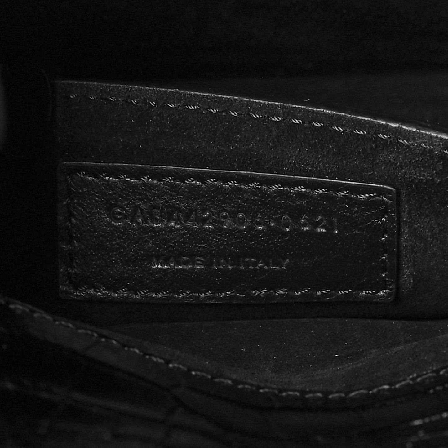 Calfskin Crocodile Embossed Medium Monogram Sunset Black