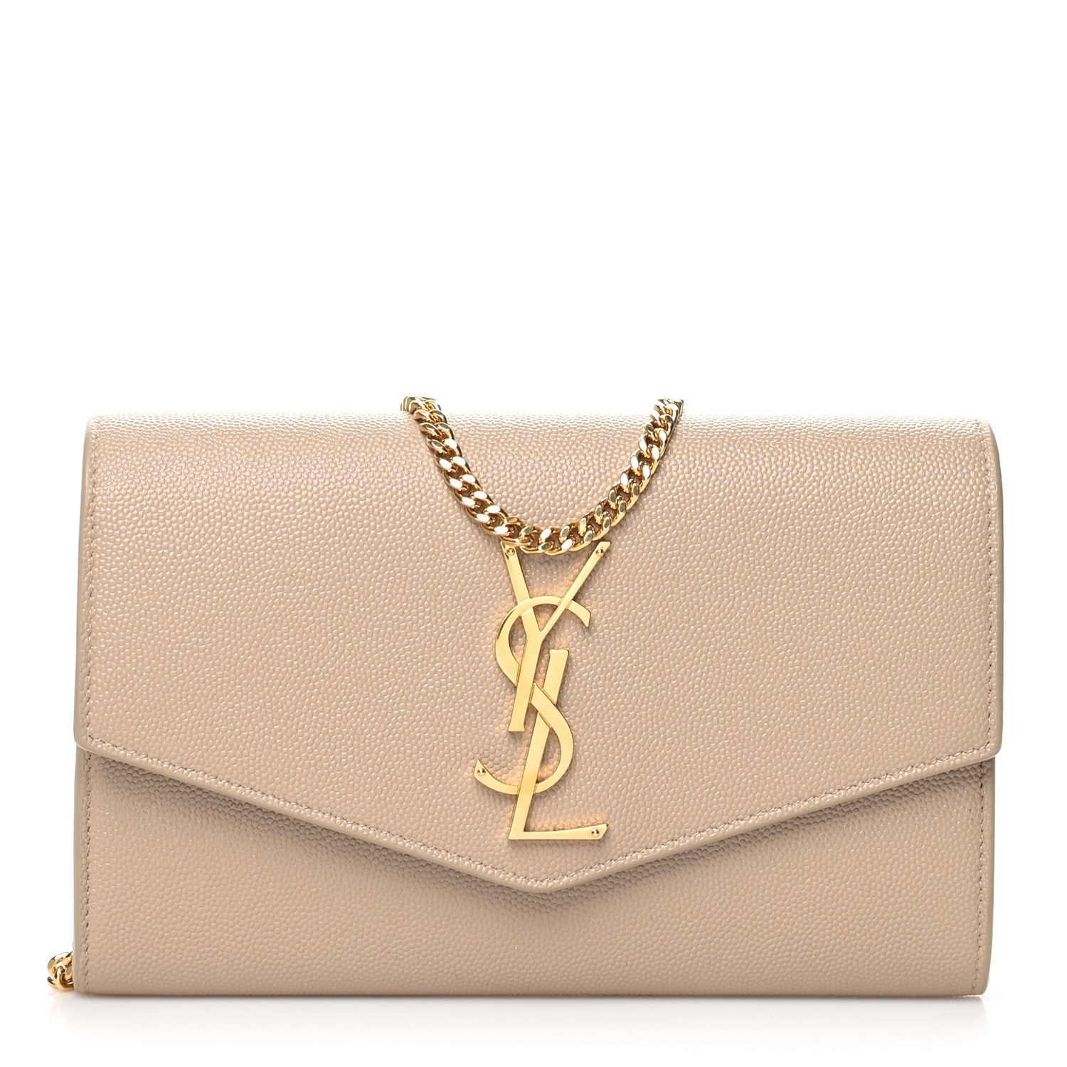 Saint Laurent Grain De Poudre Monogram Uptown Chain Wallet Nude Powder 3 of 9