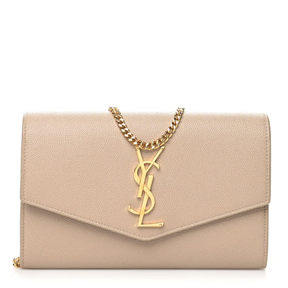 Saint Laurent Grain De Poudre Monogram Uptown Chain Wallet Nude Powder 3 of 9