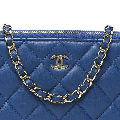 Chanel Lambskin Quilted Small Clutch With Chain Blue 9 of 11