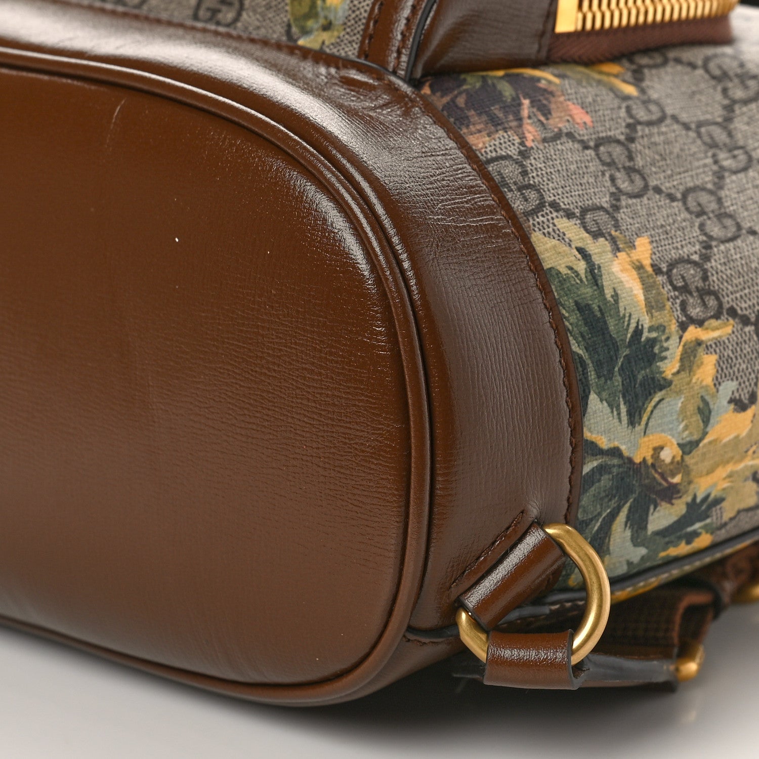 Gucci GG Supreme Monogram Azalea Calfskin Dusty Carnation Retro Interlocking G Buckle Backpack Beige Ebony Multicolor Brown Sugar 8 of 8