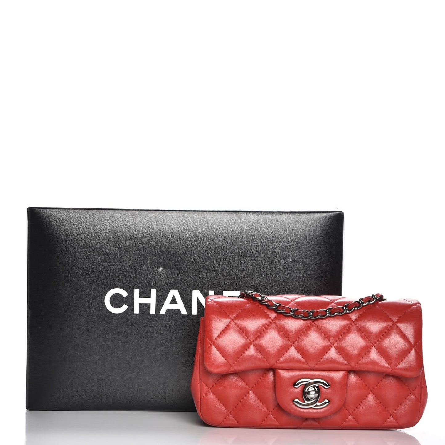 Lambskin Quilted Extra Mini Flap Red