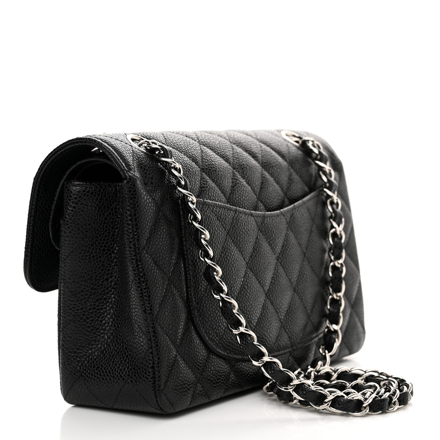 Caviar Quilted Small Double Flap Black