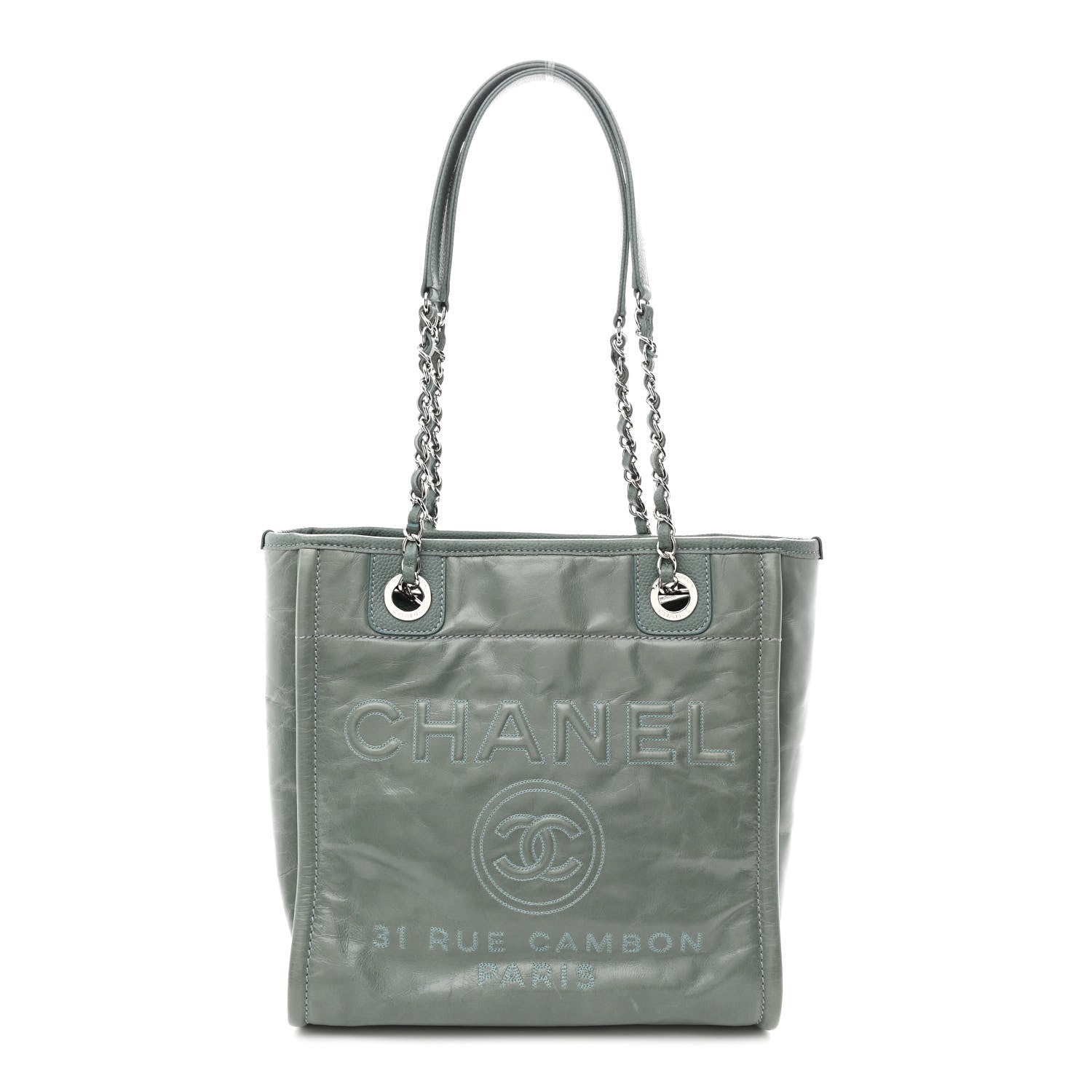 Chanel Glazed Calfskin Mini Deauville Tote Green 1 of 10