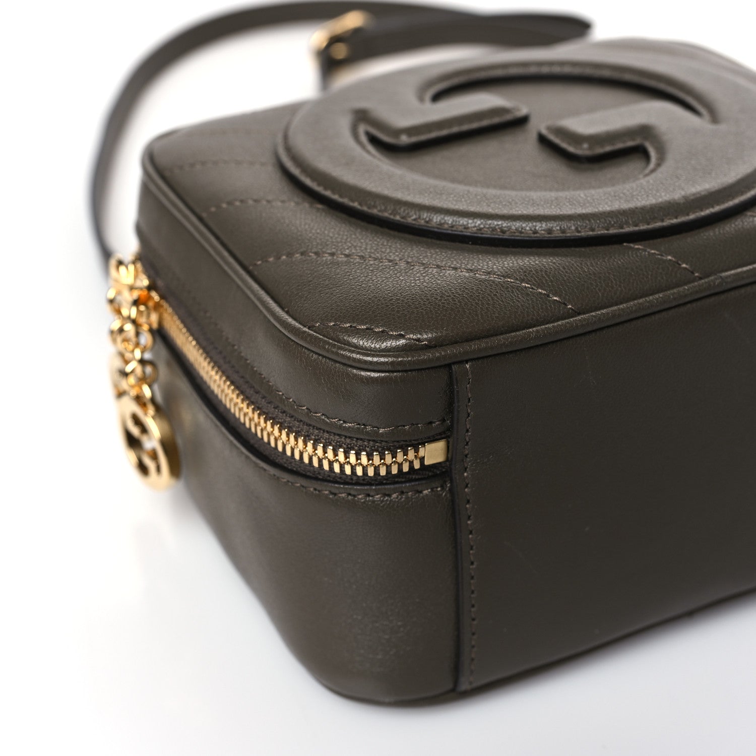 Gucci Sakai Be Green Calfskin Diagonal Stitched Blondie Top Handle Bag Craclet Brown 7 of 8