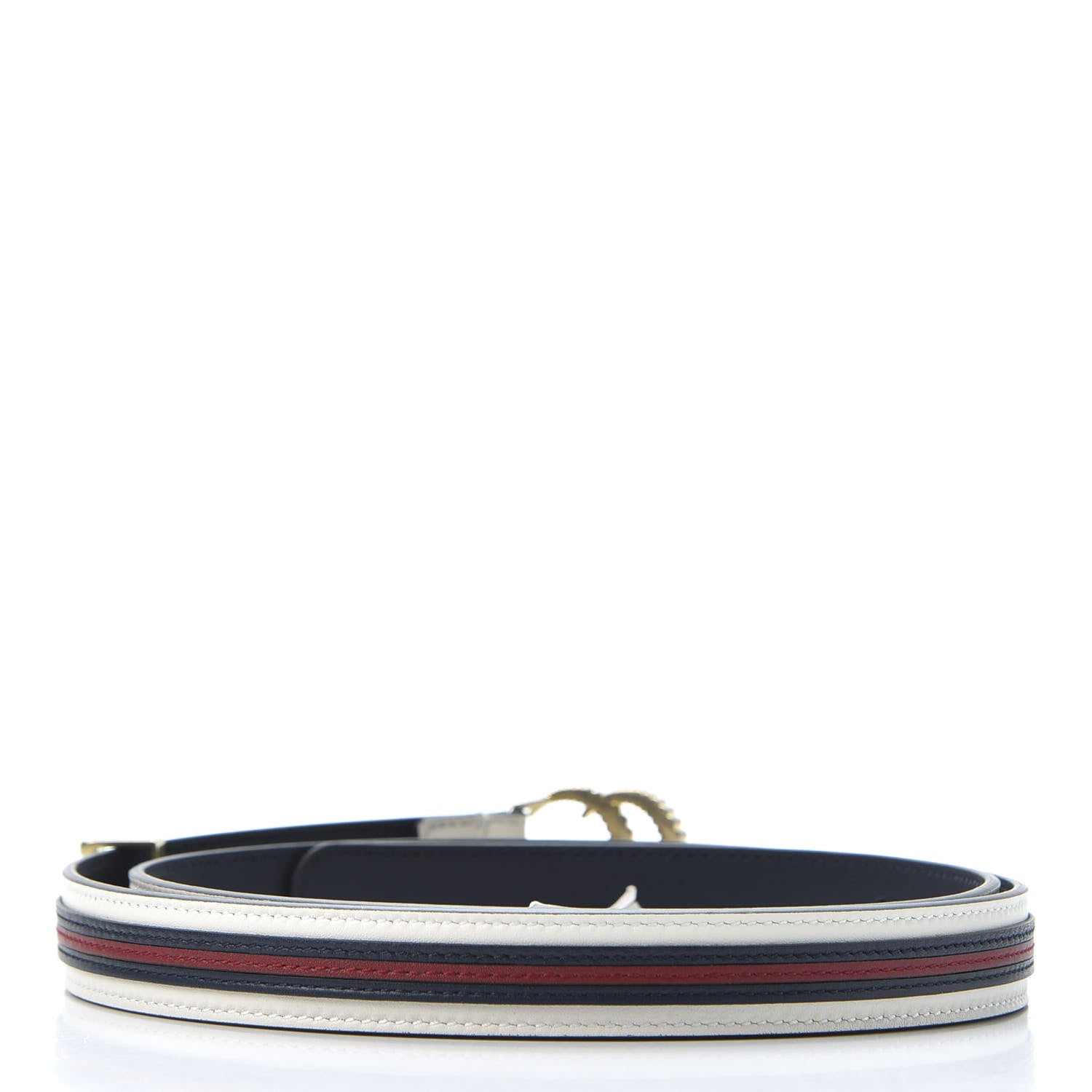Gucci Calfskin 20mm Torchon Double G Sylvie Belt 90 36 Off White Blue Red 2 of 4