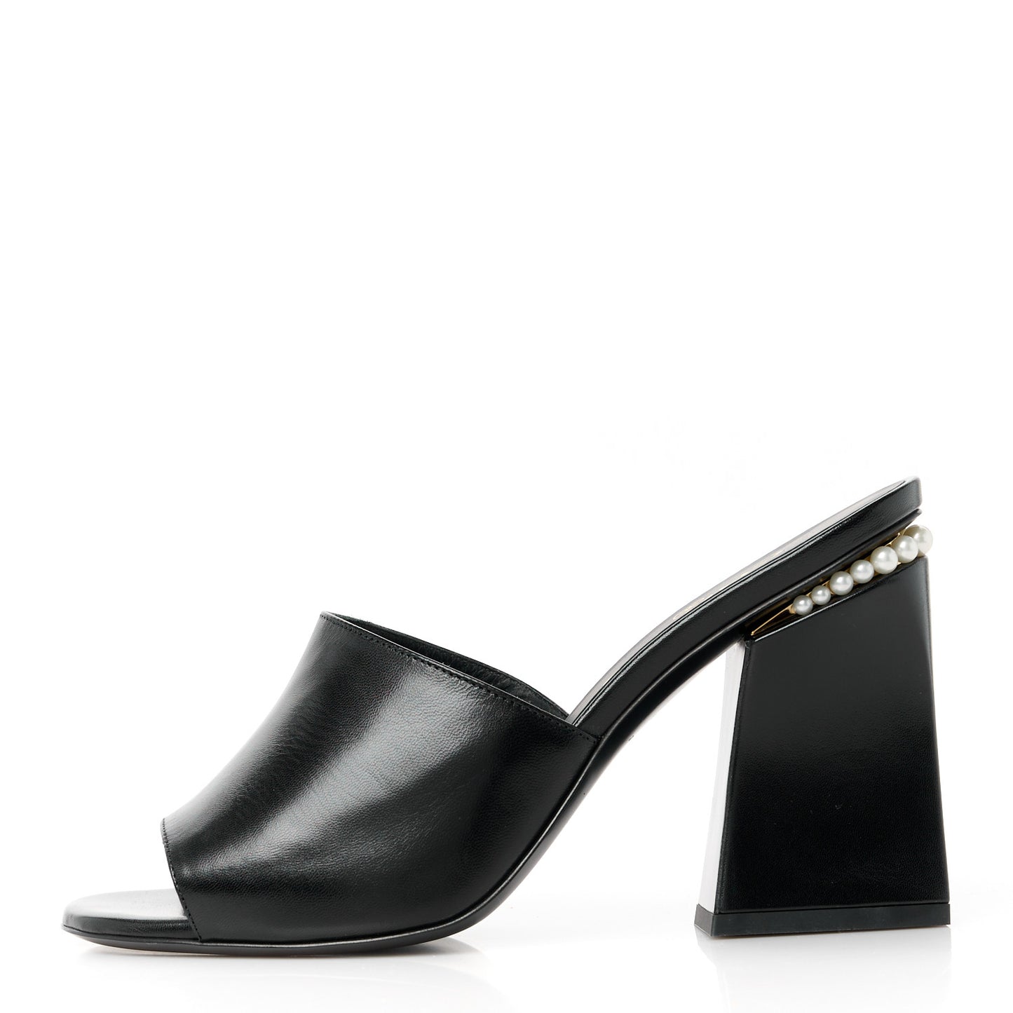 Shiny Goatskin Pearl Mule 39.5 Black