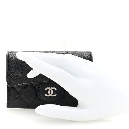 Chanel Caviar Quilted Flap Card Holder Wallet Black 2 of 7