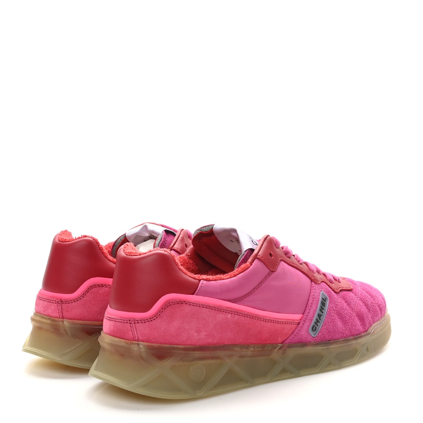 Suede Calfskin Quilted Sneakers 40.5 Pink
