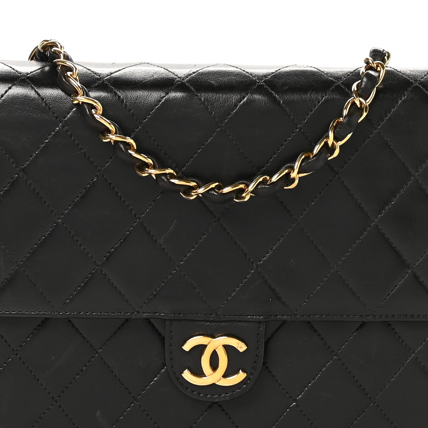 Lambskin Quilted Small Single Flap Black