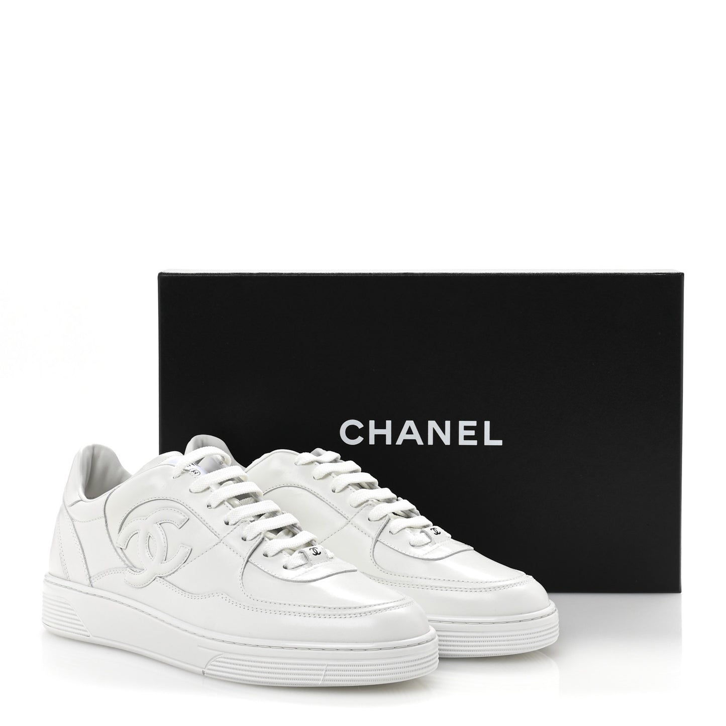 Calfskin Mens CC Sneakers 43 White