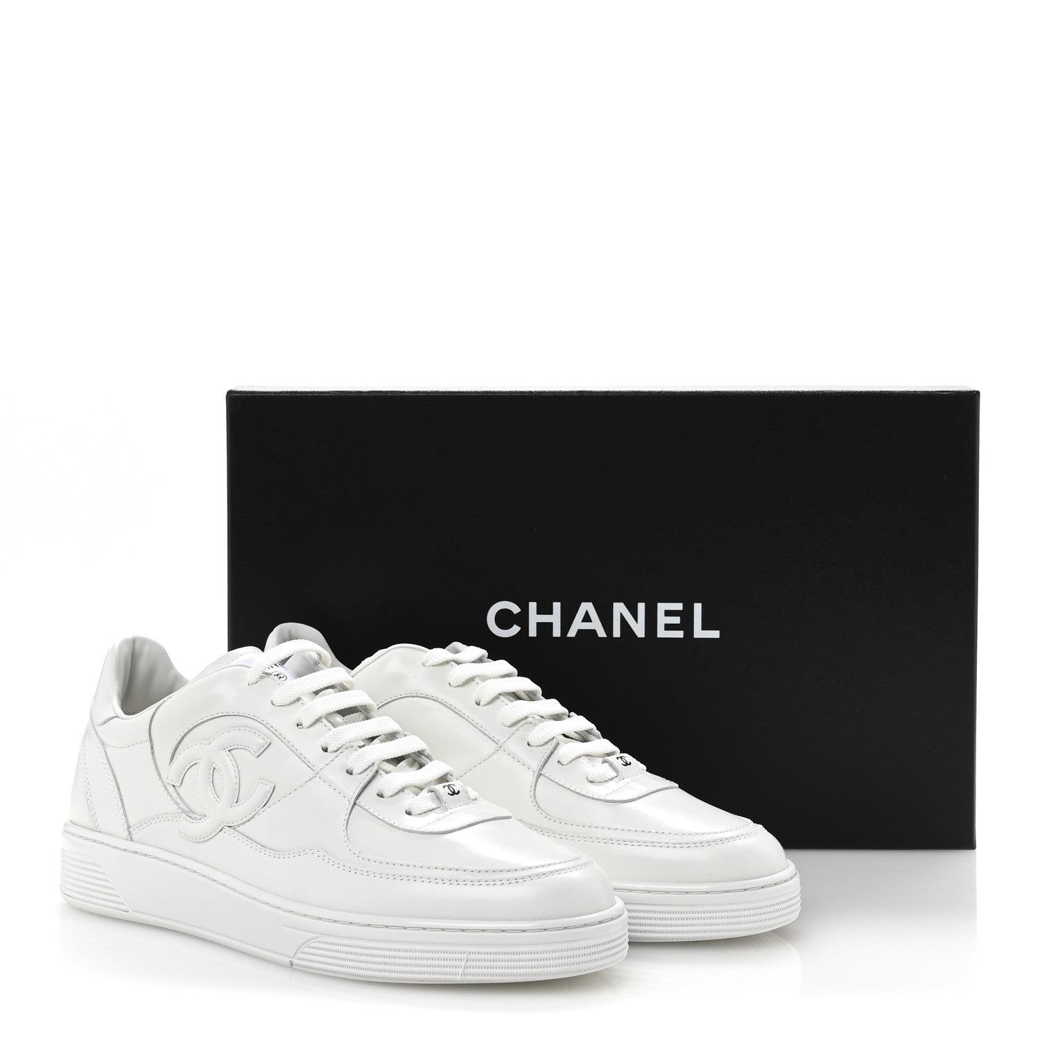 Chanel Calfskin Mens CC Sneakers 43 White 10 of 10