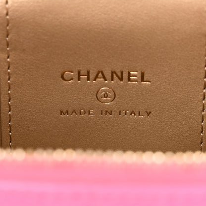 Chanel Patent Quilted Pearl Crush Mini Vanity Case With Chain Neon Pink 7 of 12