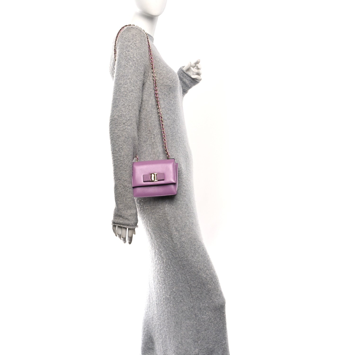 Salvatore Ferragamo Printed Calfskin Ginny Crossbody Bag Purple