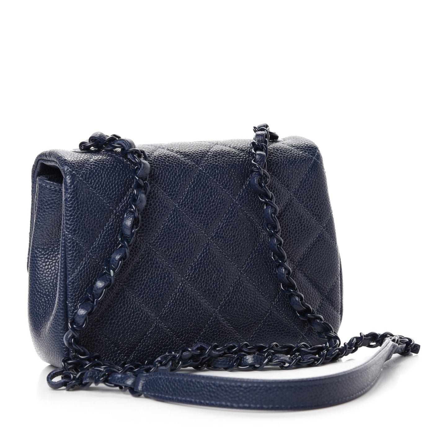 Caviar Quilted Incognito Mini Square Flap Dark Blue