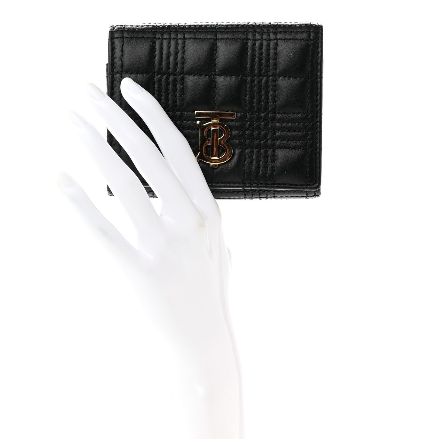 Lambskin Quilted Small Lola Folding Wallet Black