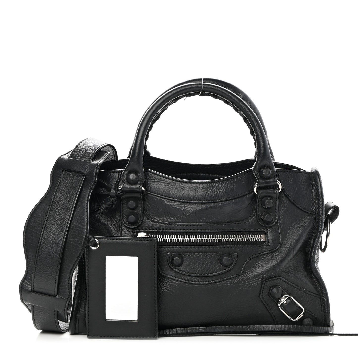Matte Goatskin Rubber Covered Classic Hardware Mini City Black