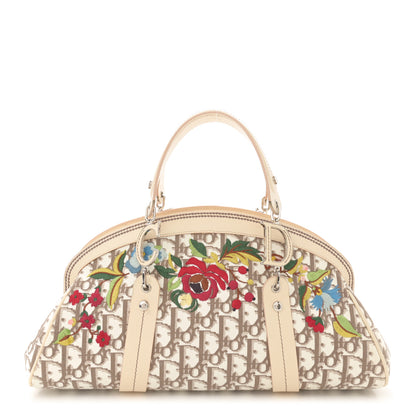 Christian Dior Monogram Vintage Flowers Frame Satchel Beige 1 of 14