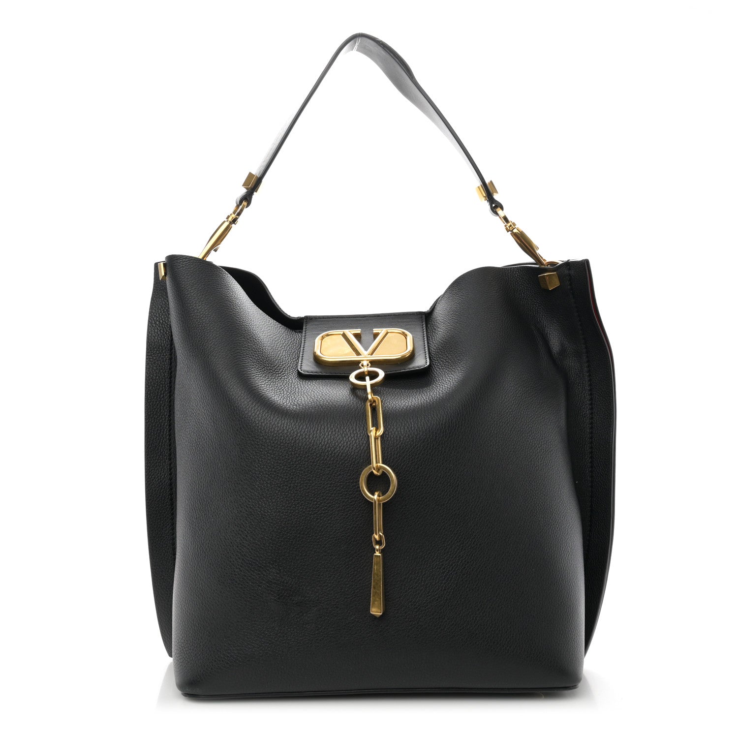 Valentino Garavani Grainy Calfskin Escape Hobo Bag Black 1 of 12