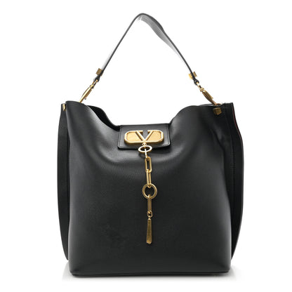 Valentino Garavani Grainy Calfskin Escape Hobo Bag Black 1 of 12