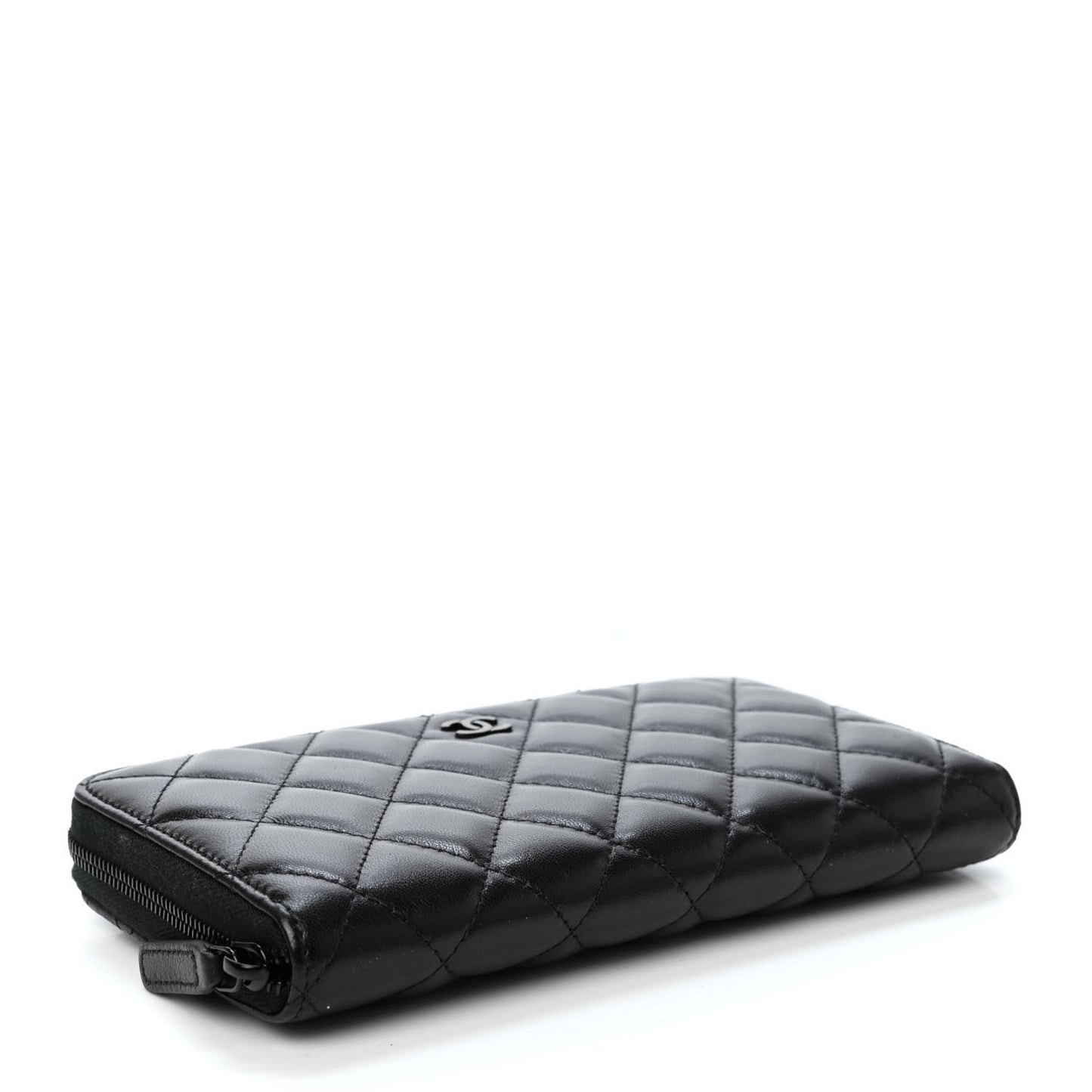 Lambskin Quilted Large Gusset Zip Around Wallet So Black