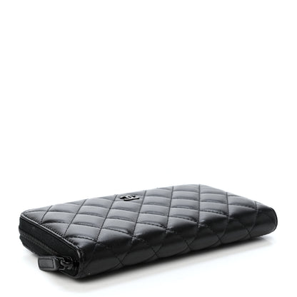 Chanel Lambskin Quilted Large Gusset Zip Around Wallet So Black 3 of 4