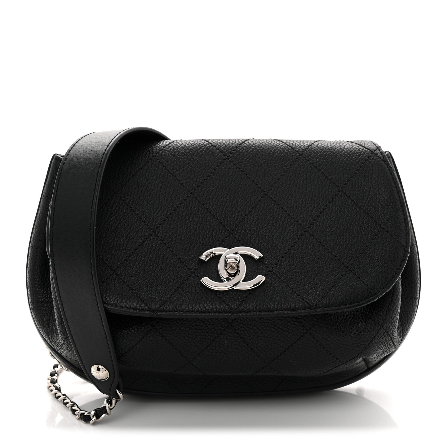 Calfskin Quilted Jungle Stroll Shoulder Bag Black