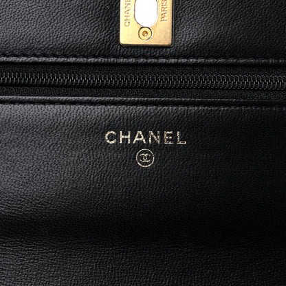 Chanel Lambskin Quilted CC Pearl Crush Wallet on Chain WOC Black 6 of 11