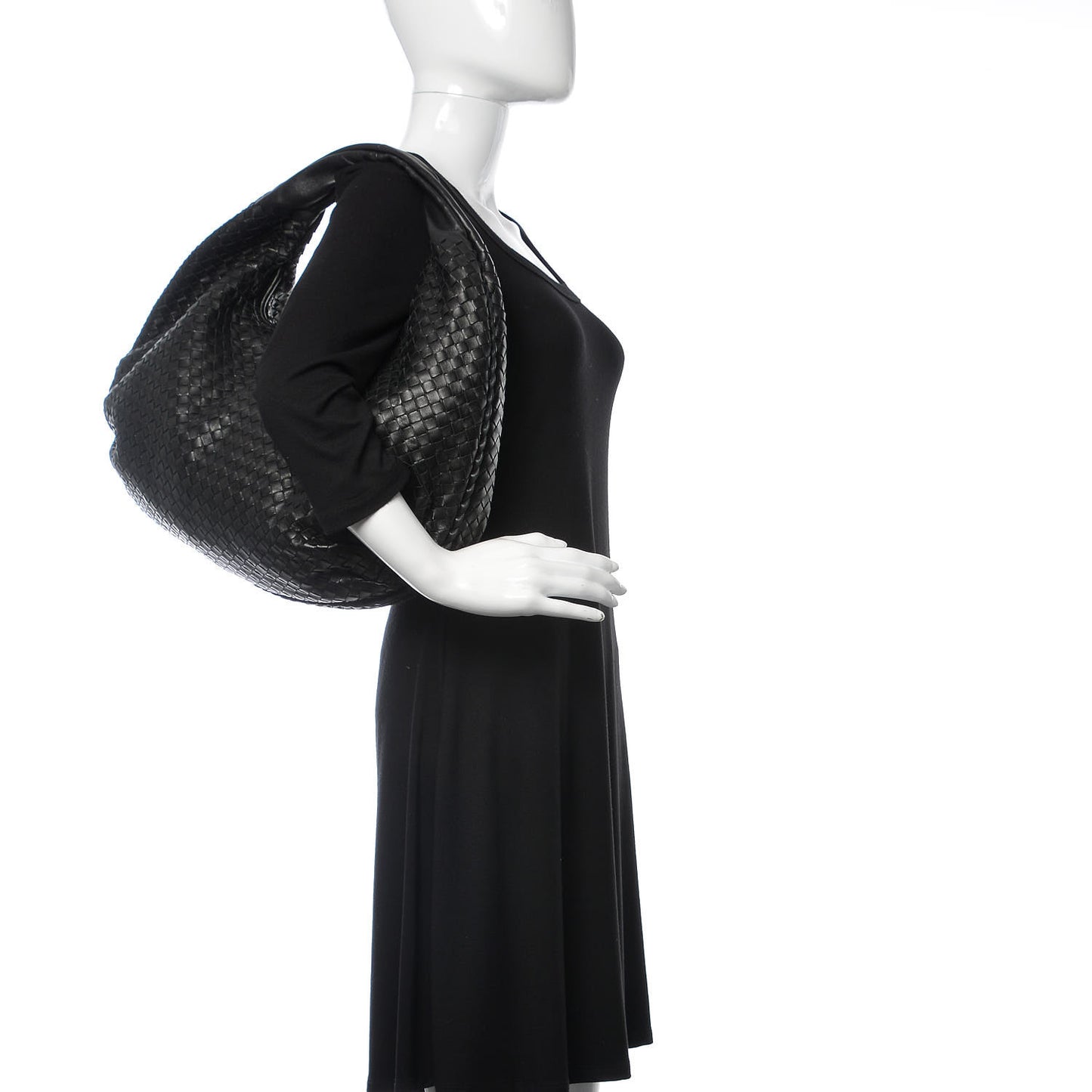 Nappa Intrecciato Large Belly Veneta Hobo Black